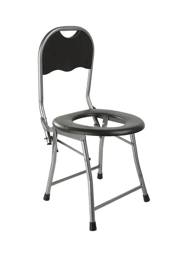 Adult Portable Bedside Stainless Steel Toilet Chair with Backrest Suitable for Trips, Camping, Hiking and Home Use