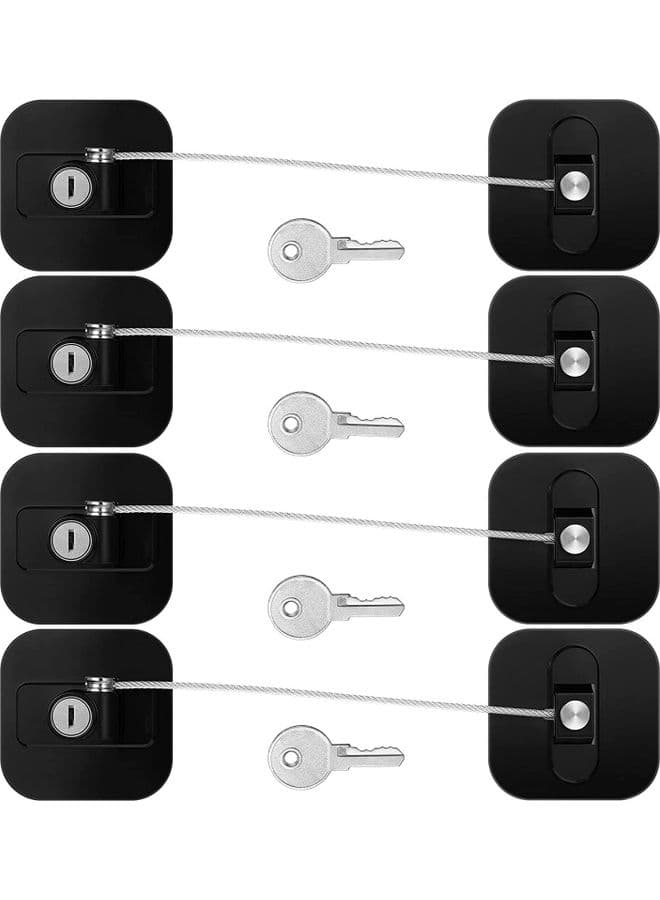 4-Piece Baby Proof Refrigerator Lock With 4 Keys Black