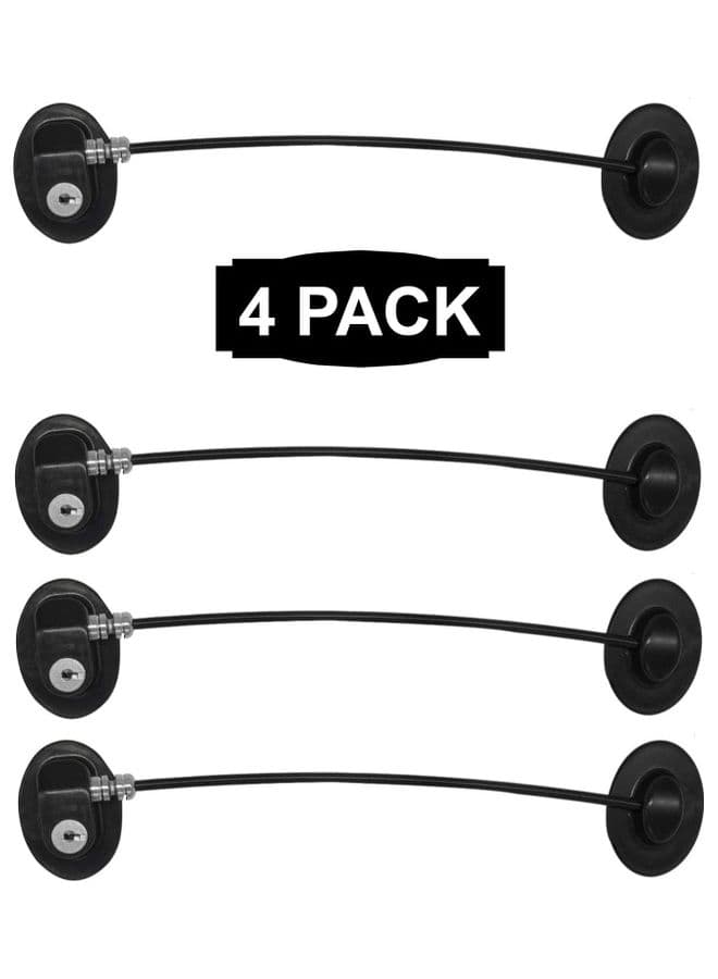 4-Piece Refrigerator Door Locks With 4 keys Black