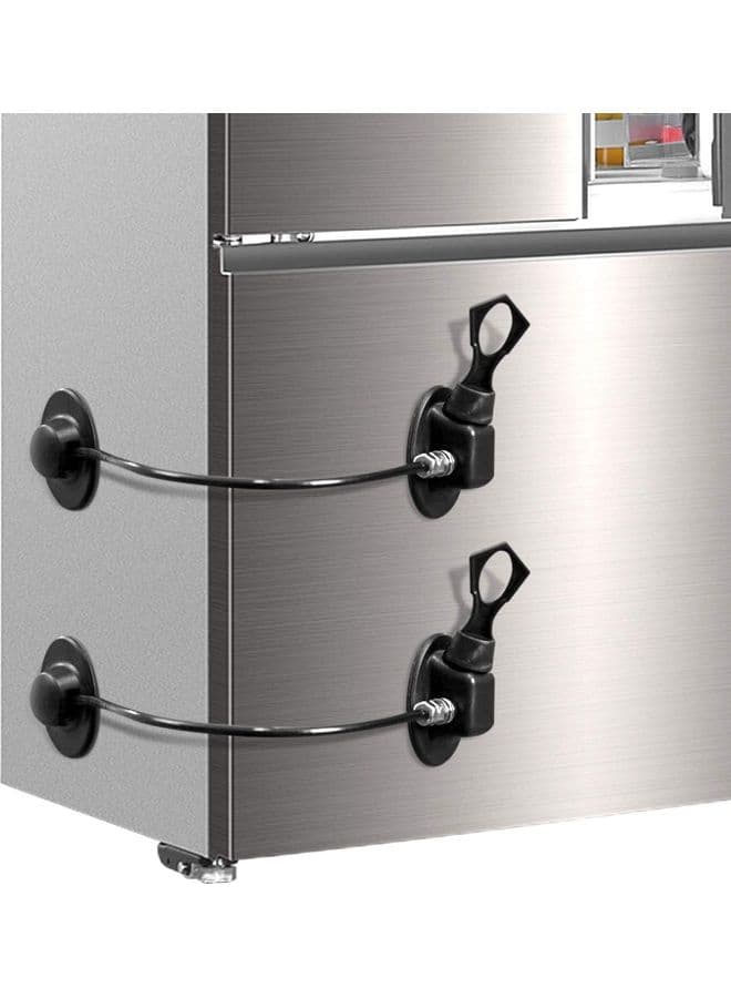2-Piece Refrigerator Door Lock Black