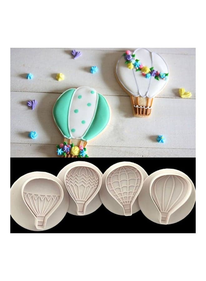 4-Piece Baking Hot Air Balloon Mould White 6 x 4.5 x 2cm