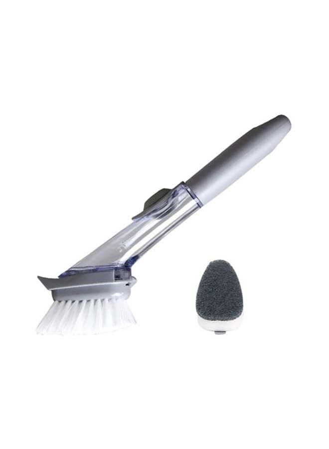 2-In-1 Automatic Liquid Filling Pot Brush With 1 Replacement Sponge Head Grey 13.5x7.5x4.5cm