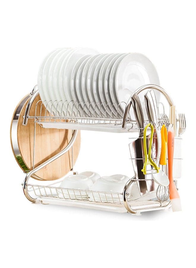 Dish Drying Rack Storage Organizer Silver 41.5x25.5x14cm