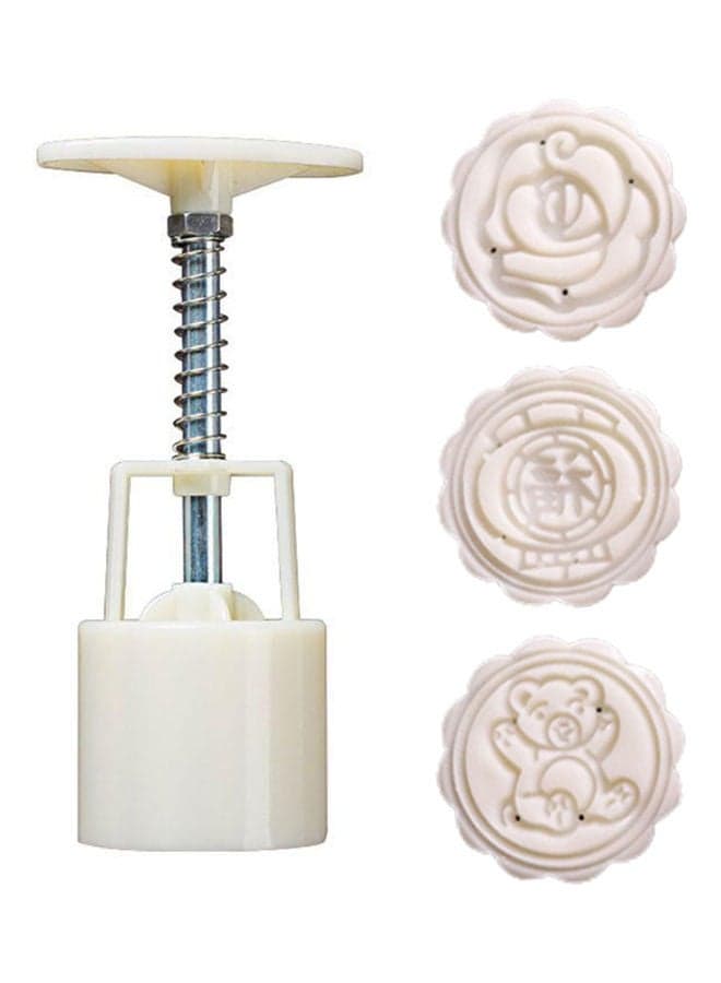 Mid-Autumn Festival Moon Cake Making Mould With 3 Stamps White