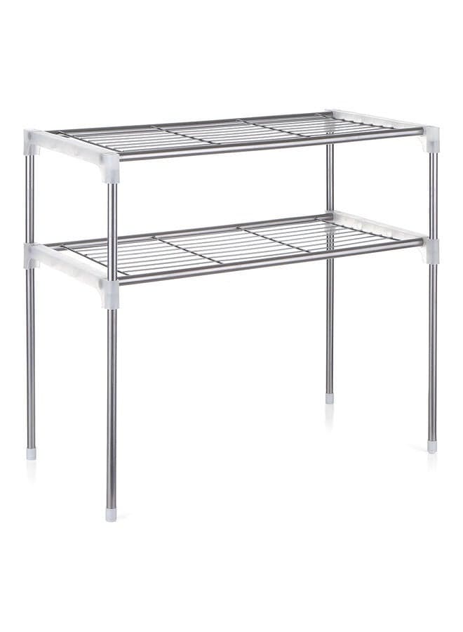 2-Tier Multi-functional Kitchen Storage Shelf Rack Silver 22.4 X 11.8 X 18.9cm