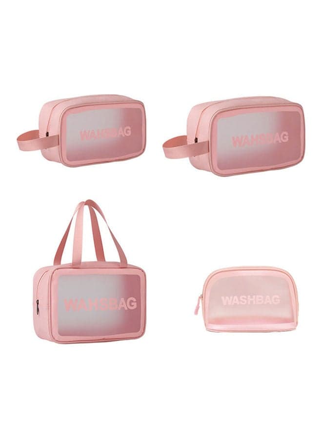 4-Piece Transparent Cosmetic Bag Pink