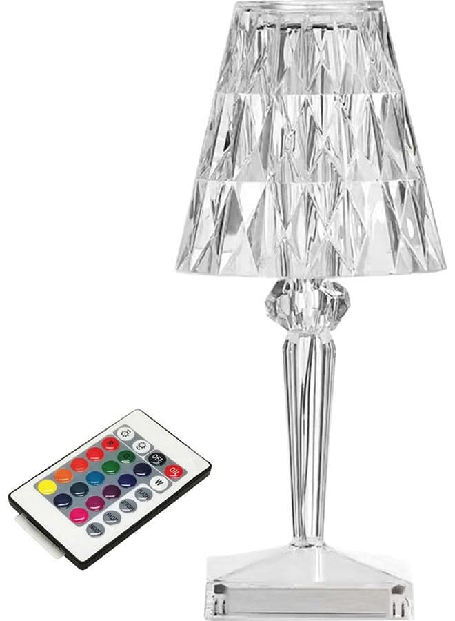 USB Acrylic Diamond Table Lamp Remote Control And Manual Switch Clear