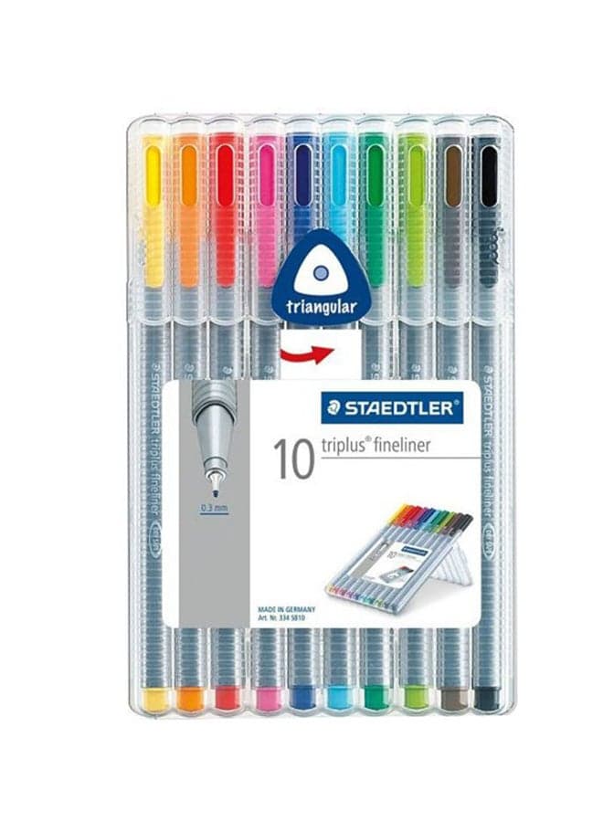 Triplus Fine Liner Tips Pen Set, Pack Of 10 Multicolour