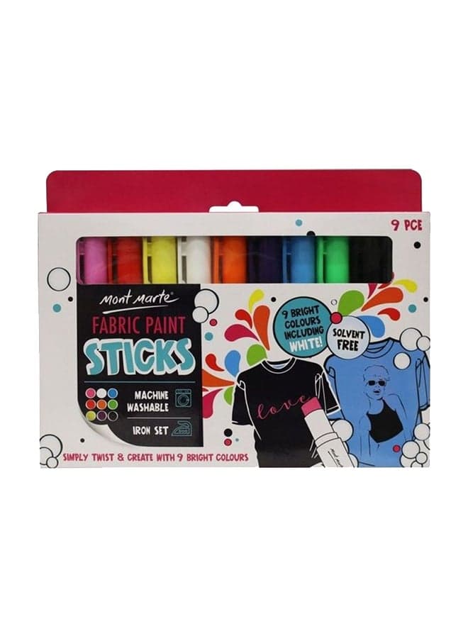 Solid Fabric Paint Sticks Set Of 9 Multicolour