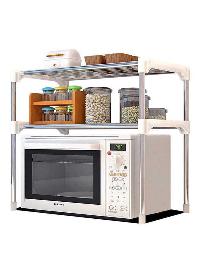 2-Tier Kitchen Storage Shelf Rack Silver/White 57x30x48cm
