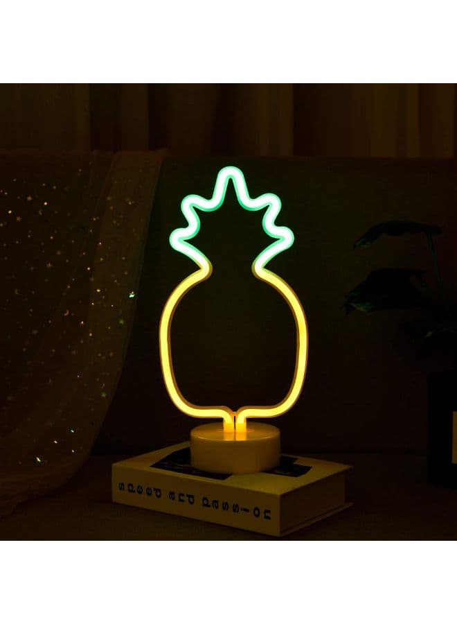 Pineapple Shaped Neon Light Yellow/Blue