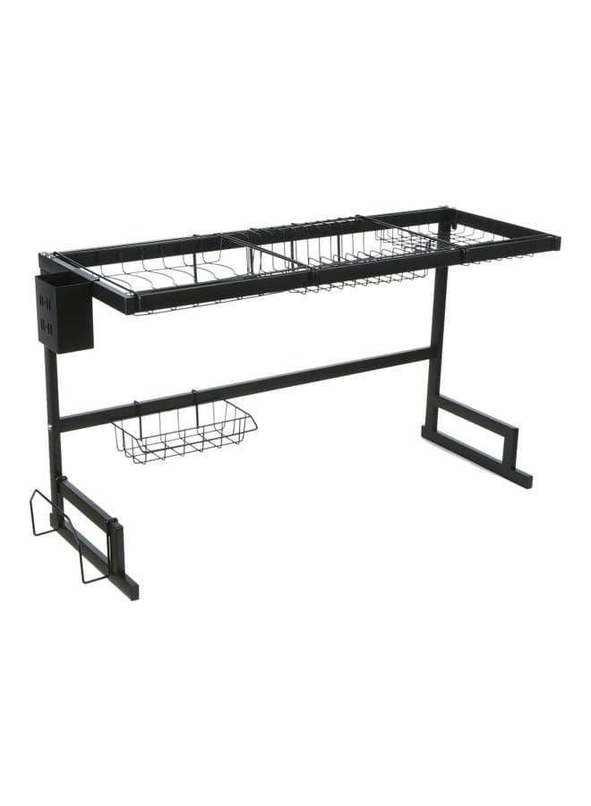 Stainless Steel Over Sink Dish Drying Rack Black 87x10x35cm