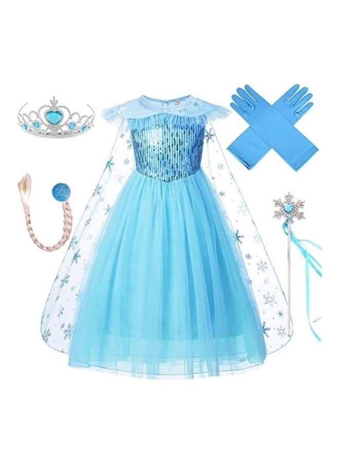 Snow Queen Costume Dress With Accessory Set 130cm