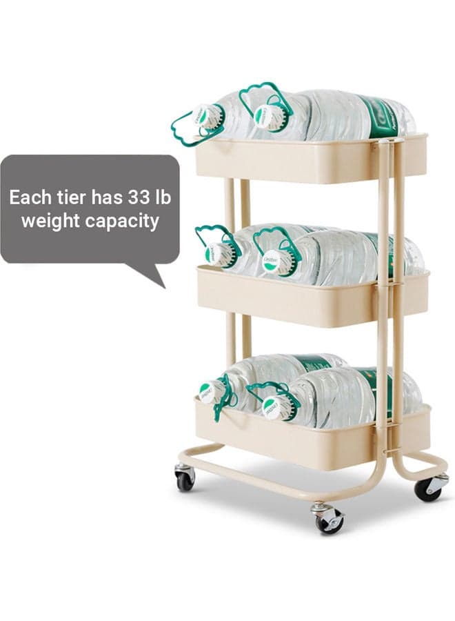 3-Tier Utility Rolling Storage Cart Black