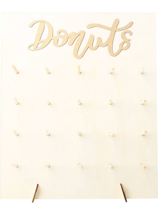 Wall Mounted Wooden Donuts Holder for Party Decoration Beige