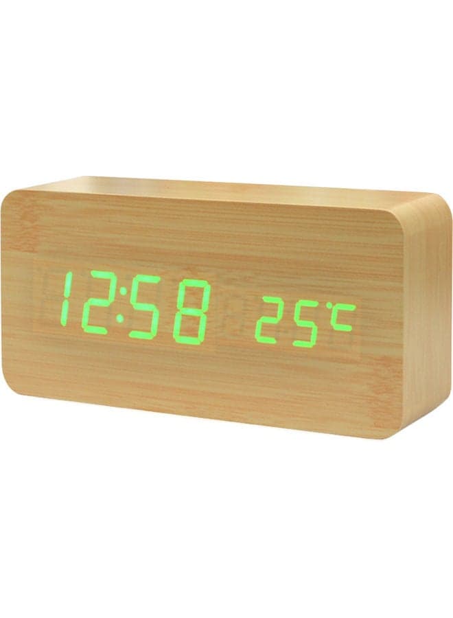 Electronic LED Digital Wooden Alarm Clock Brown 17.00 x 5.50 x 9.20cm