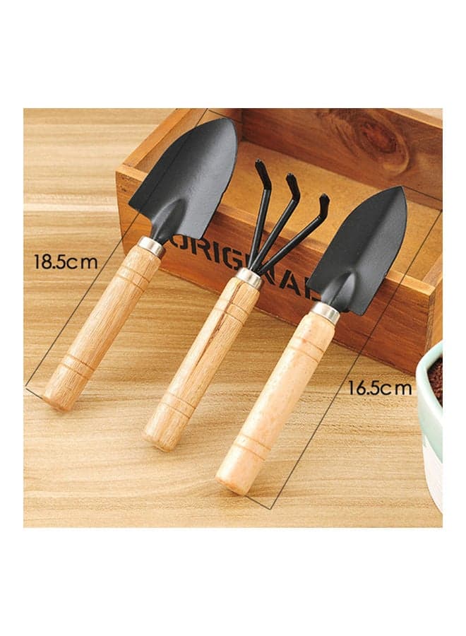 3-Piece Gardening Tools Set Black/Beige