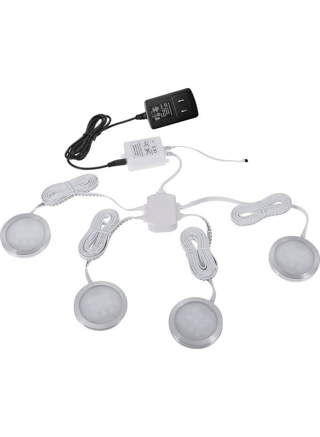 4-Piece Slim Round Shape RGB LED Under Cabinet Light White