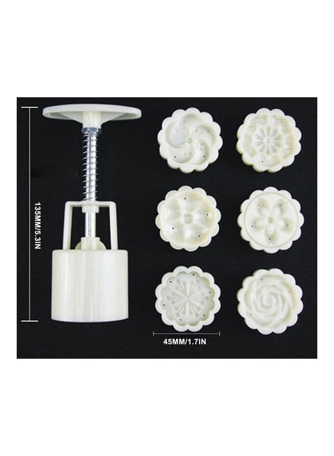 6-Piece Flower Shaped Moon Cake Mold White 14.5x6.7x5cm