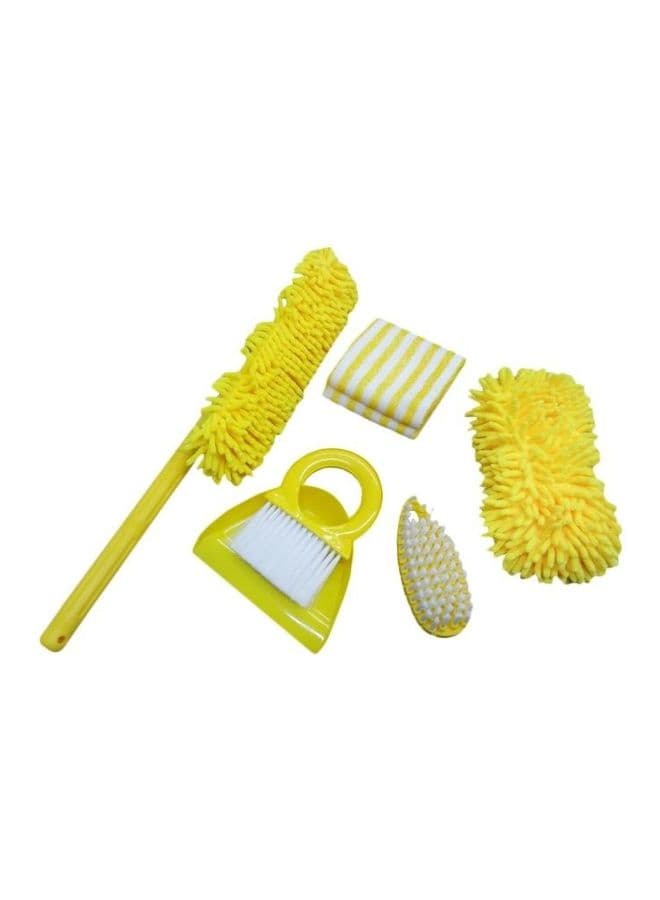 5-Piece Car Cleaning Set Yellow/White 63x26x9cm