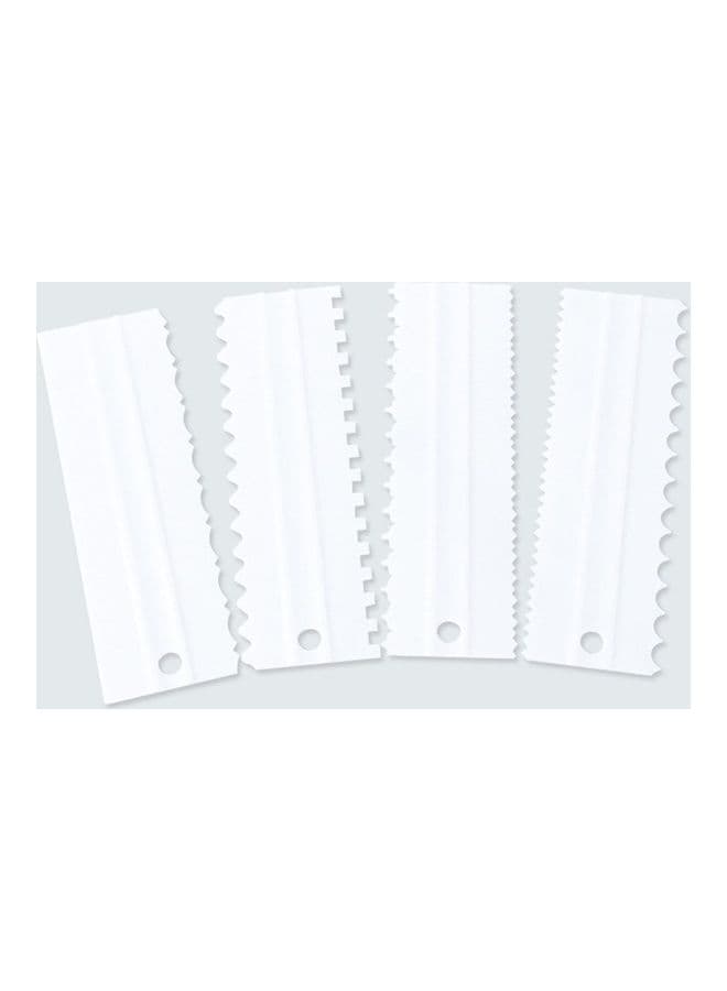4-Piece Cake Decorating Comb Scraper White 22x10x1.5cm