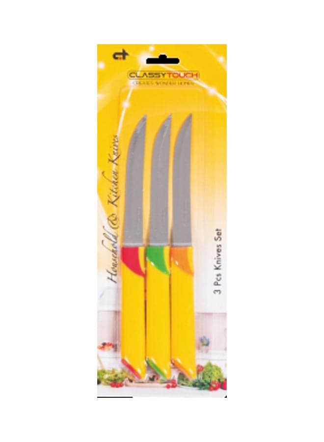 3-Piece Knife Set Yellow 30x12x3.5cm