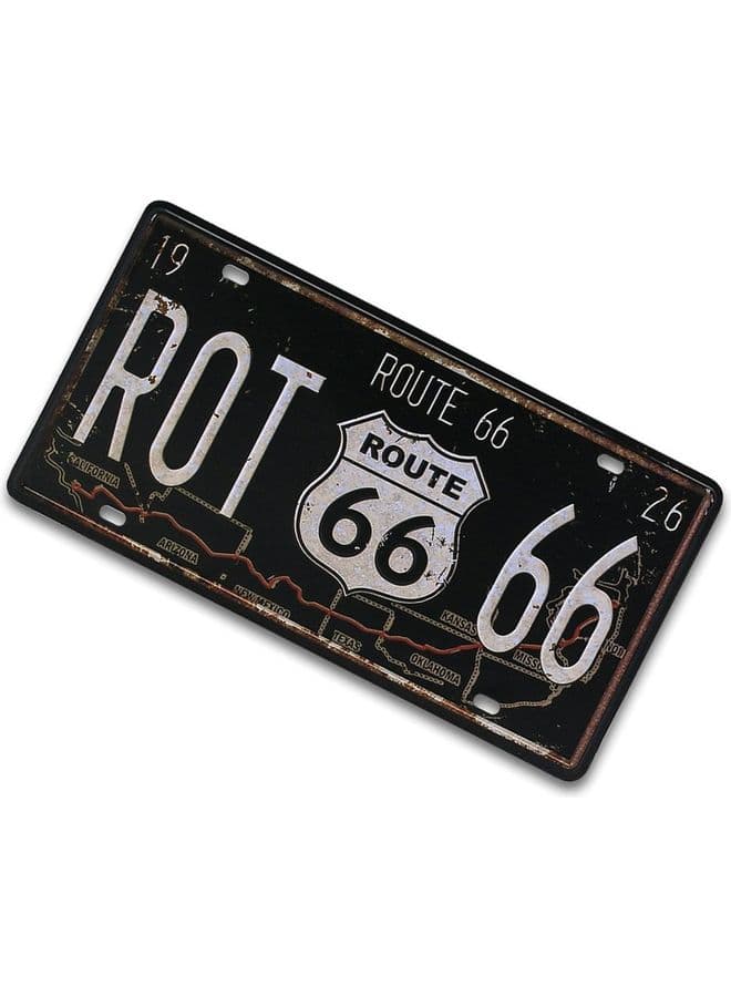 Vintage Design Car Metal License Plate Black/White