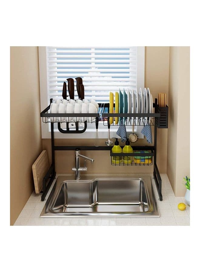 Stainless Steel Dish Rack with Anti-Skid Suction Cup Black 85 x 52 x 32cm
