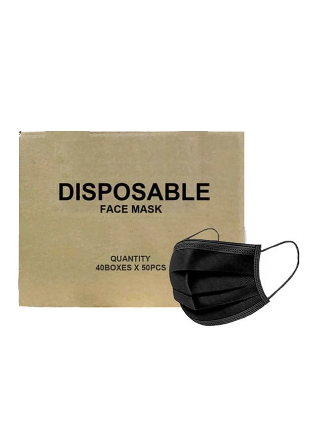 2000 Pieces 3-Layer Disposable Face Mask Black