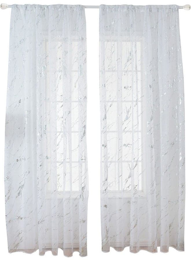 2-Piece Emily Sheer Voile Rod Pocket Curtain Silver