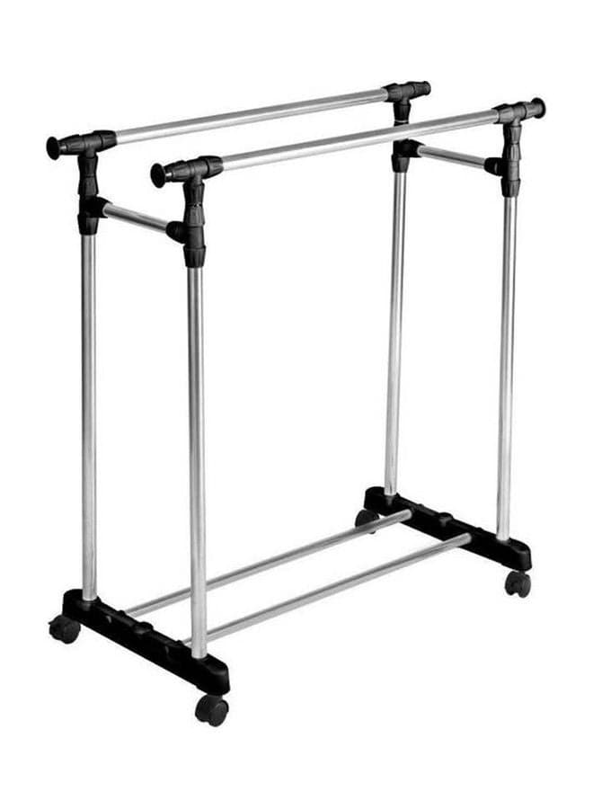 Clothes Garments Rack Leostar Metal Double Pole Telescopic Hanger Silver