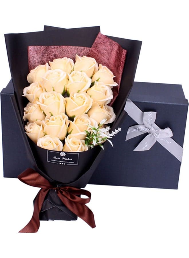 Artificial Rose Flower With Gift Box White/Black/Blue