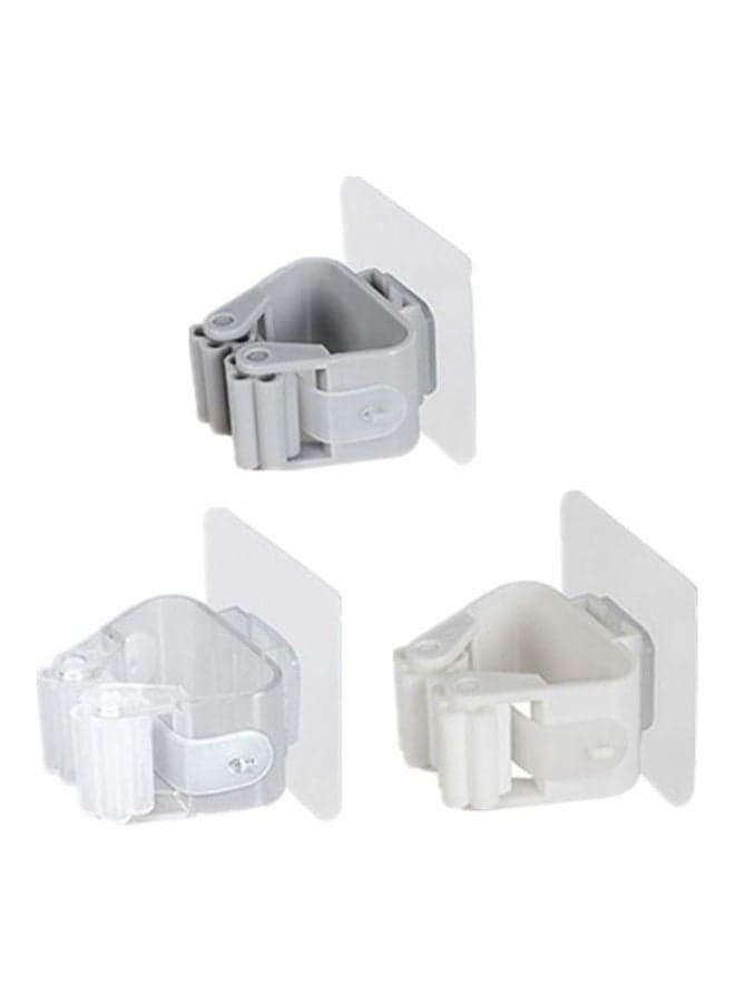 3Pcs Non Punch Adhesive Wall Mounted Mop Holder Storage Broom Hanger Clip Seamless Mop Hook Bathroom Home Kitchen Organizer Multicolour
