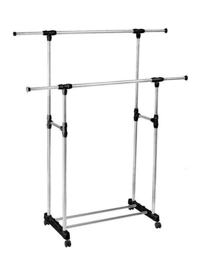 Clothes Double Pole Portable Rack Hanger Extendable Rolling Removable And Retractable Garments Rack Multicolour
