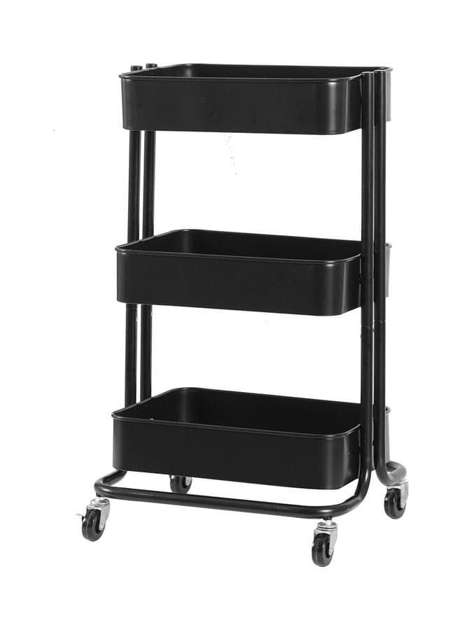 3 Tier Rolling Storage Metal Utility Cart Black