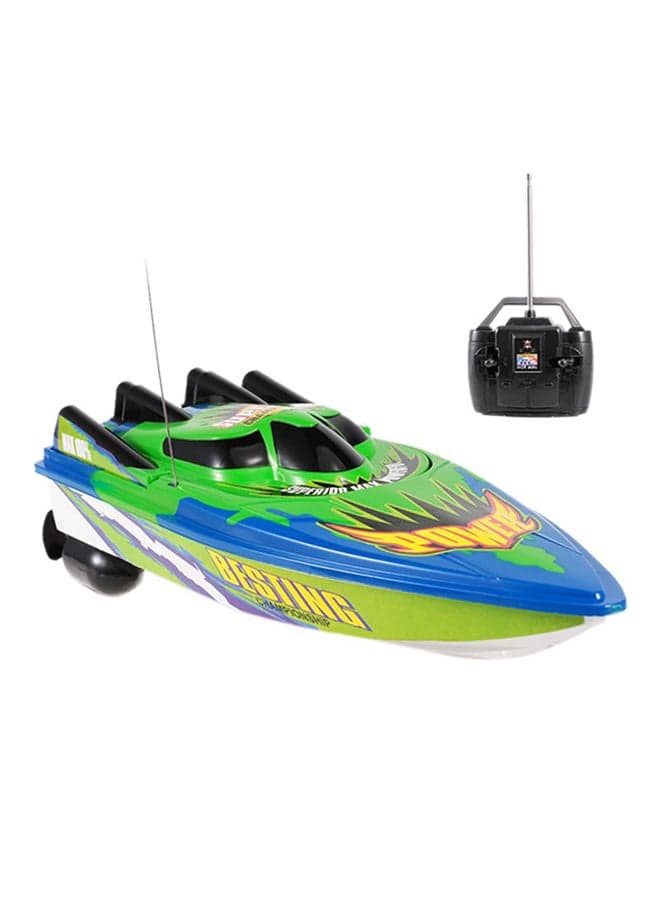Double Propeller Design Radio Controlled Electric Racing Boat for Kids 38x14x13cm