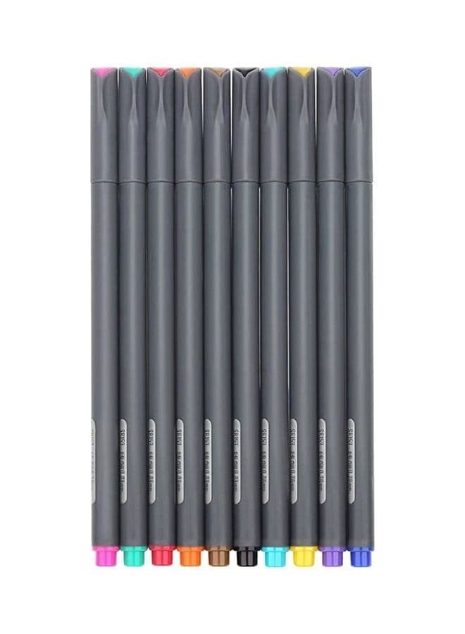 10-Piece Fine Line Drawing Colour Pen Set Multicolour