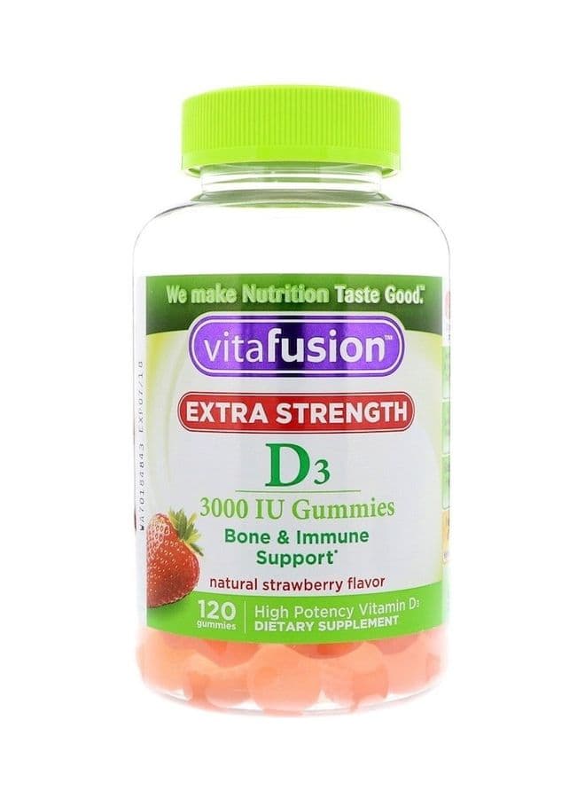 Extra Strength D3 Gummies, Natural Strawberry