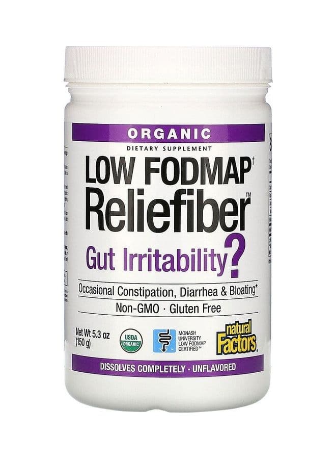 Organic Low Fodmap Reliefiber, Digestive Fiber Powder, Unflavored