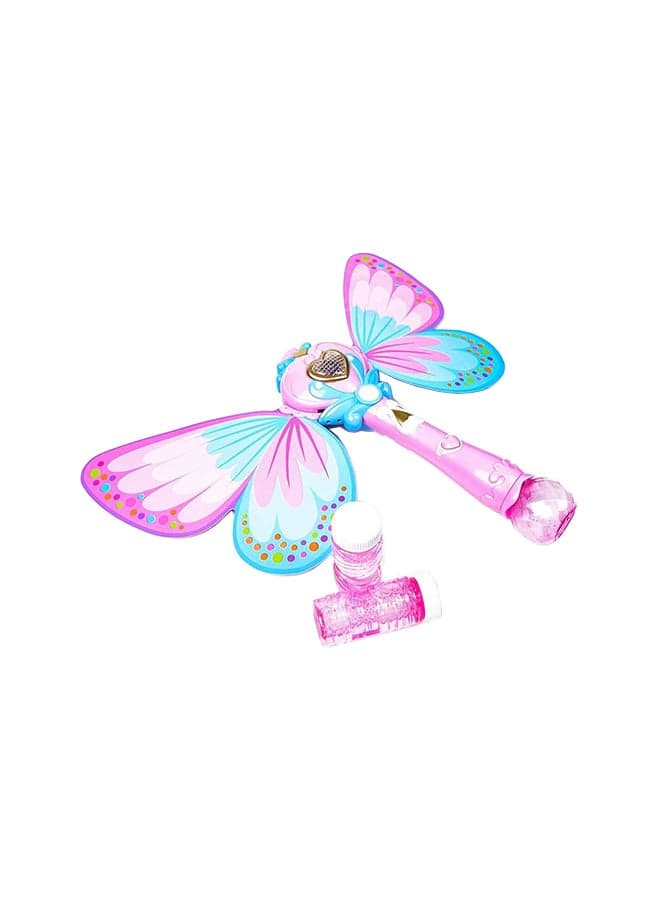 Light & Sound Girls Fairy Bubble Wand With Wings Pink With Lights And Music