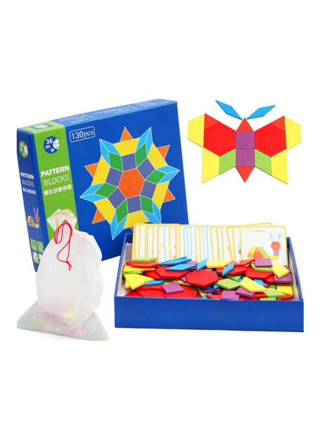 130-Piece Wooden Pattern Blocks Set