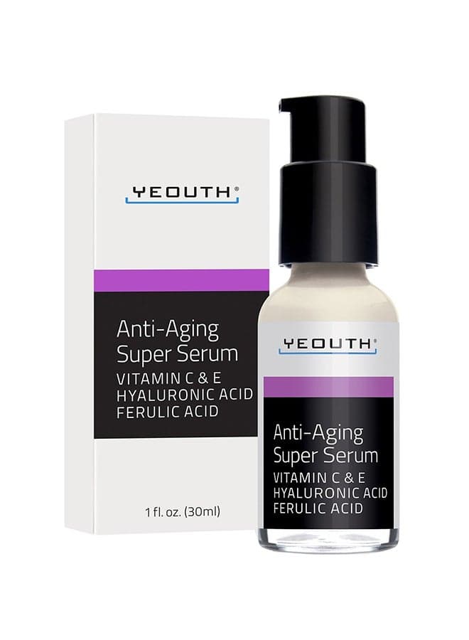Anti-Aging Super Serum, Ferulic Acid, Hyaluronic Acid, Vitamin C & E 30ml