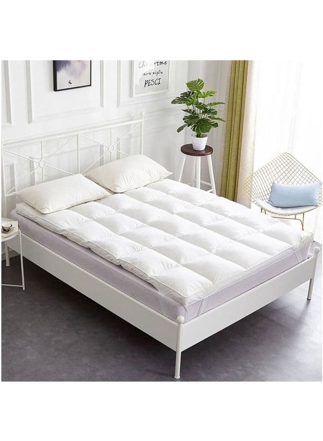 Two Layers Microfiber Mattress Topper 7 cm With Rubber Frame Microfiber White