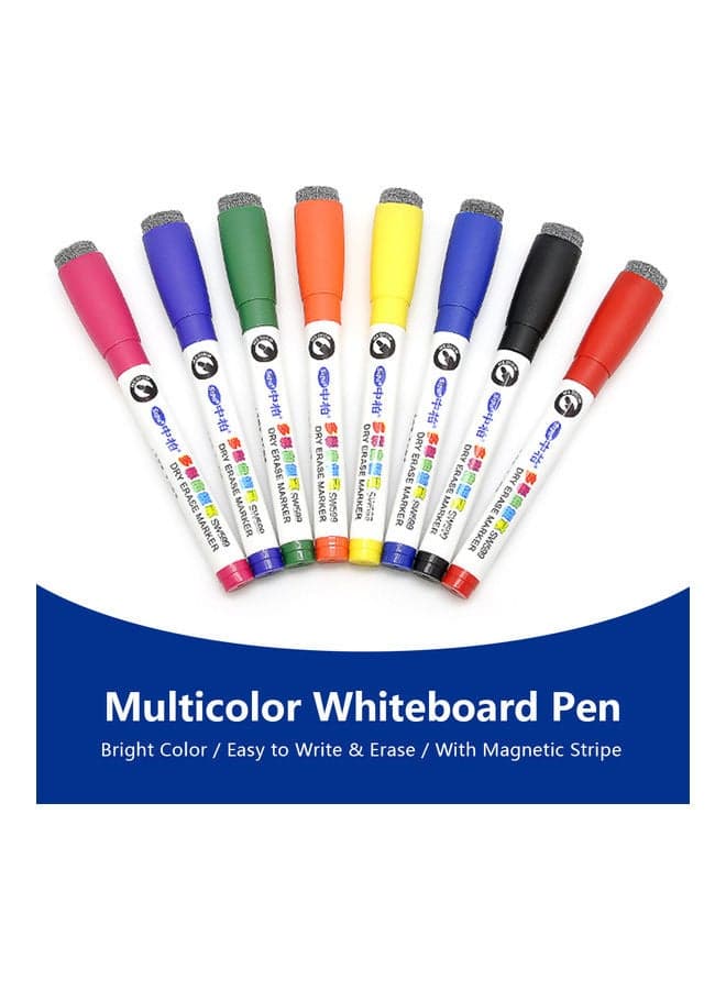 8-Piece Dry Markers With Eraser Cap Multicolour