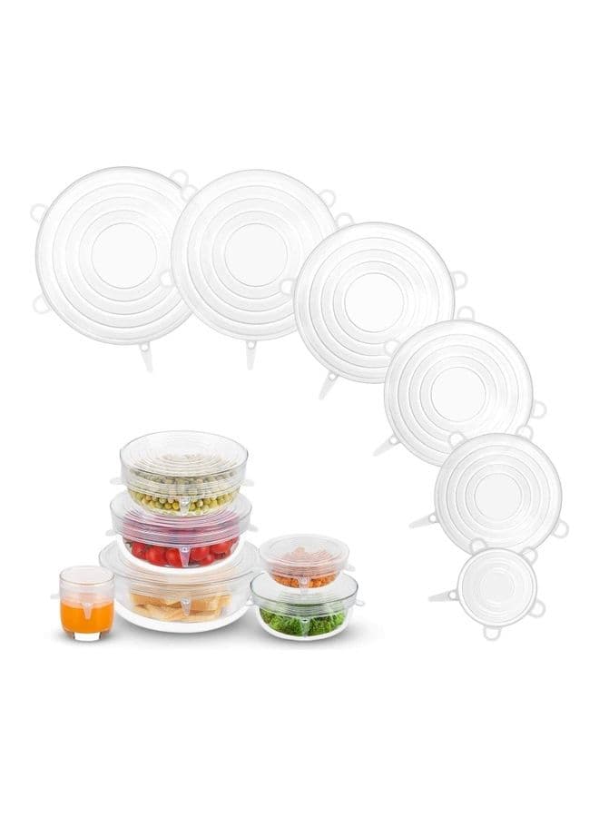 Pack Of 6 Silicone Food Covers Clear 20.5*20.5cm