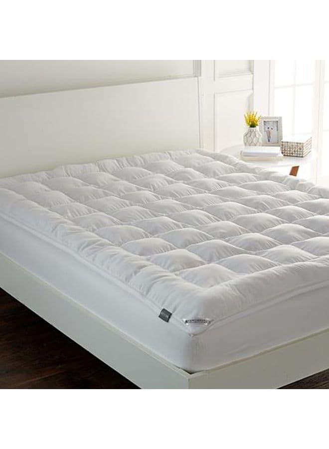 One Layer Super King Size Microfiber Mattress Topper 8 cm With Rubber Frame Microfiber White 200x200cm
