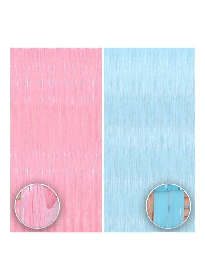 2-Piece Pastel Foil Fringe Curtain