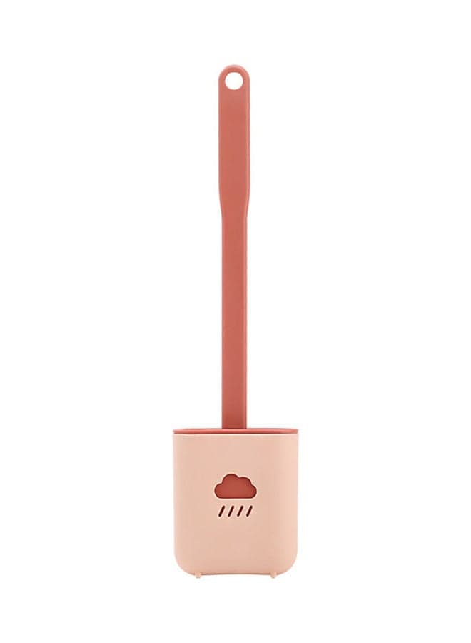 Wall-Mounted Long Handle Toilet Brush With Holder Pink