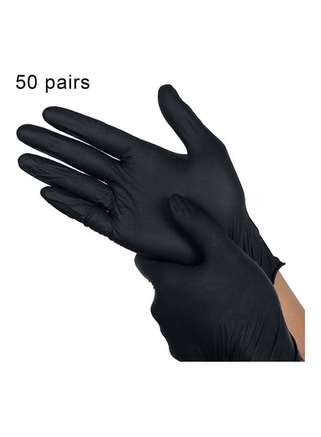 Pack Of 50 Unisex Disposable Nitrile Gloves Black
