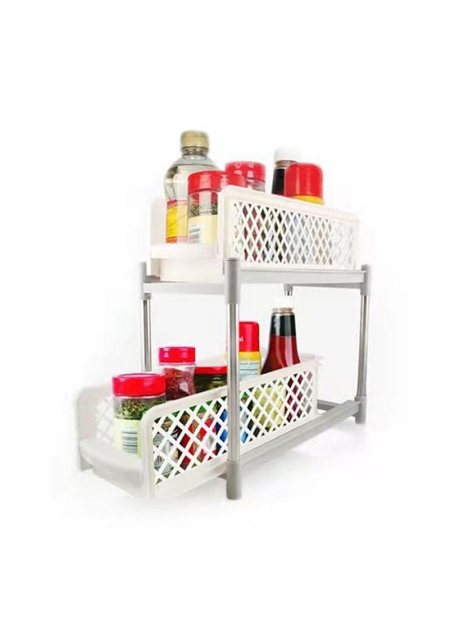 All-In-One 2 Layer Basket Drawer White 41.4x19.2x9cm